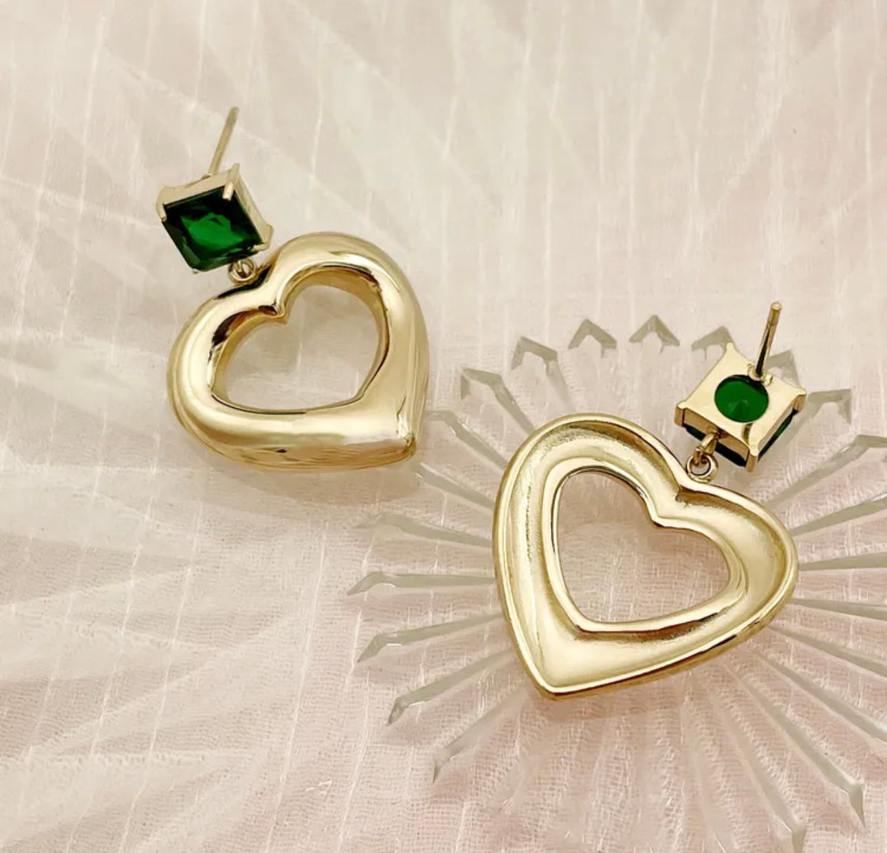 Emerald Heart Earrings