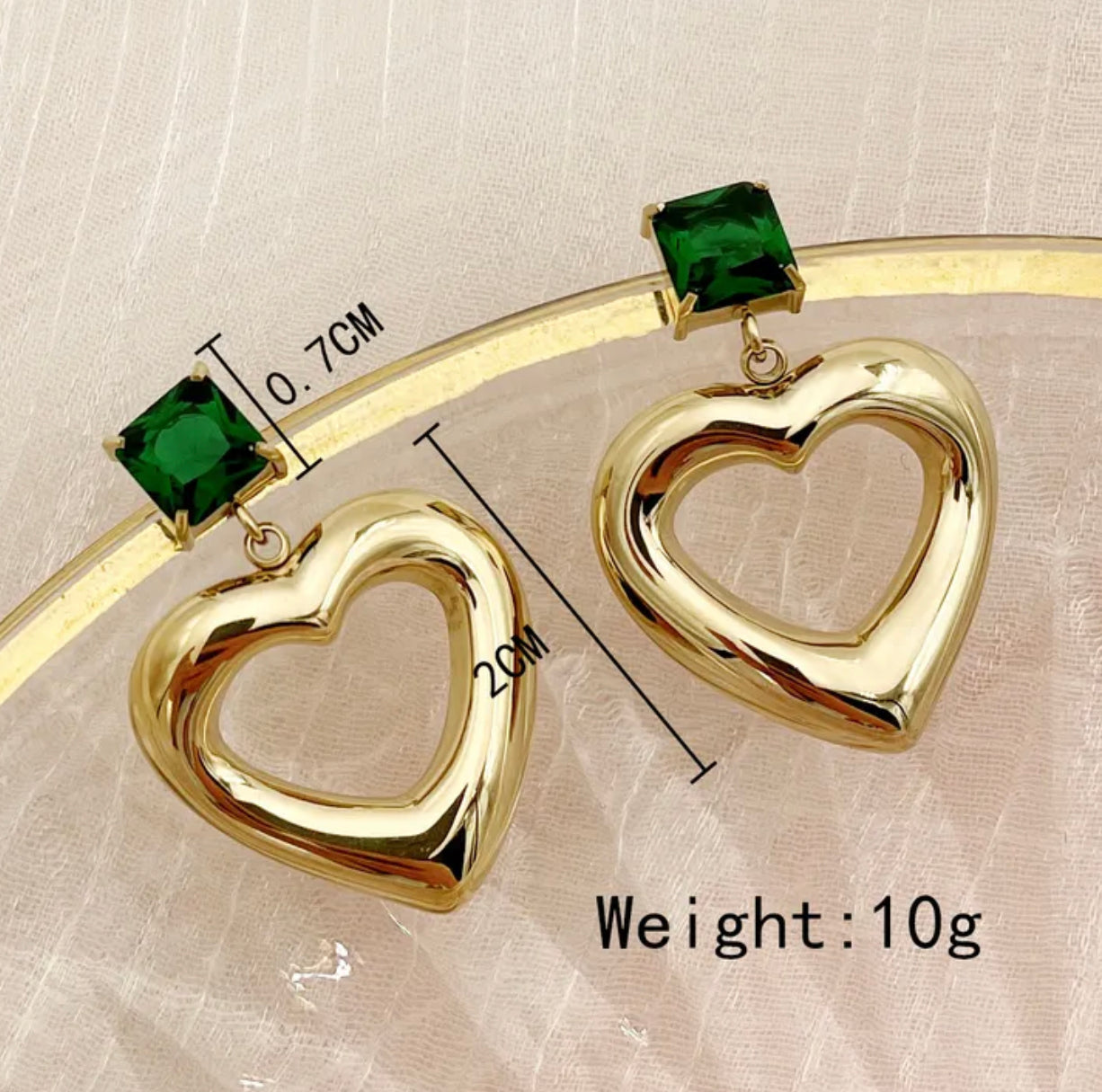 Emerald Heart Earrings