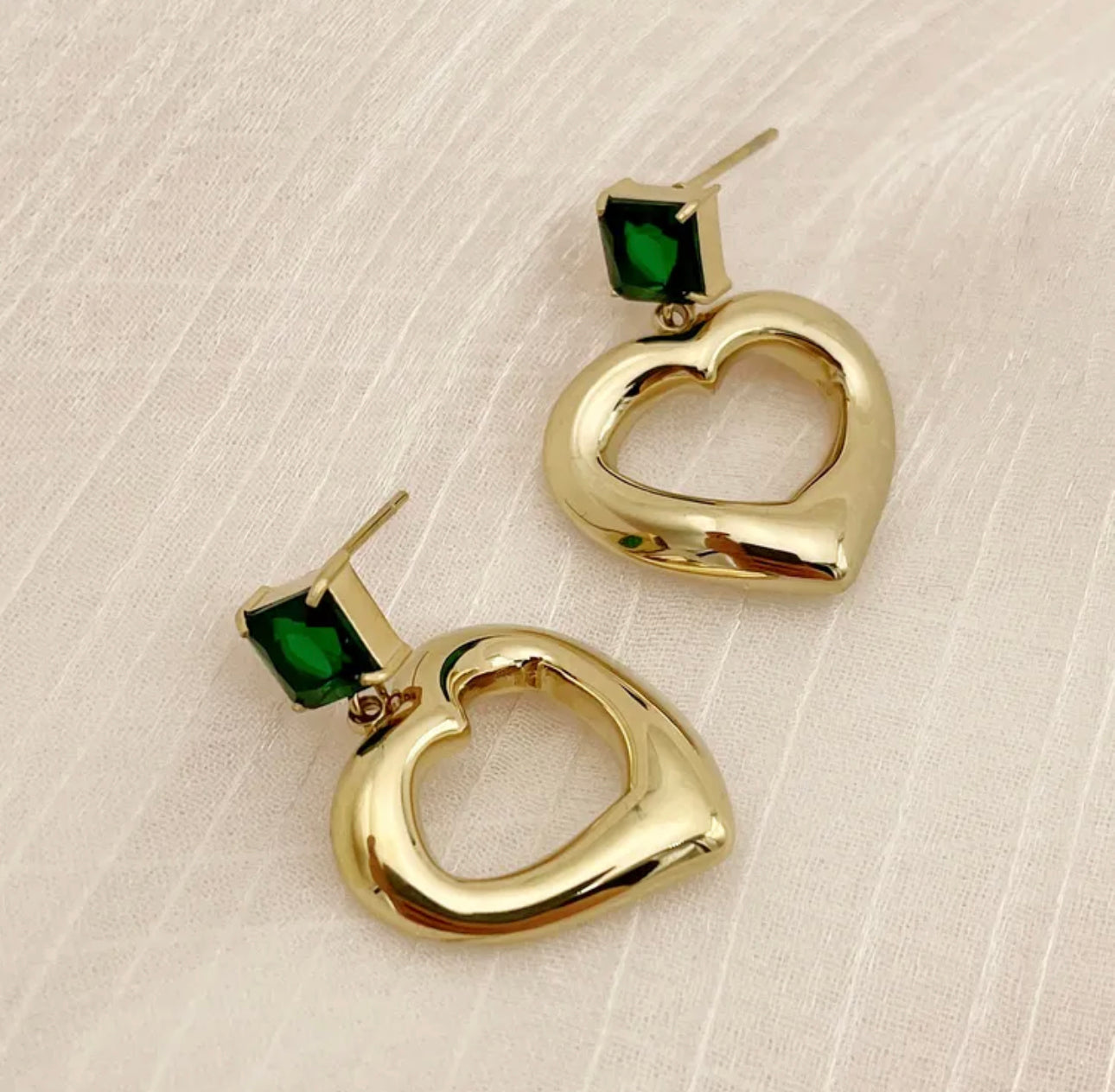 Emerald Heart Earrings