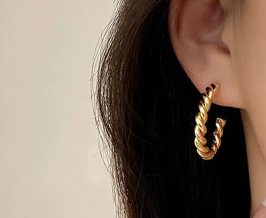 Gold Twist Hoops