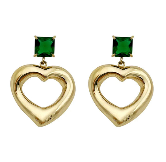 Emerald Heart Earrings