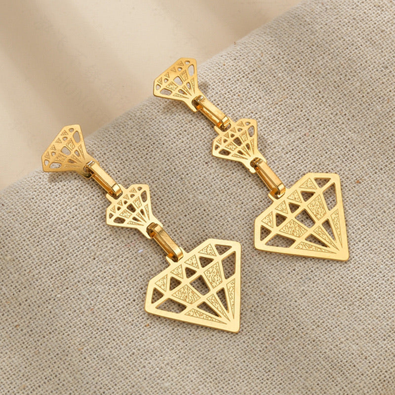 Triple Diamond  Earrings