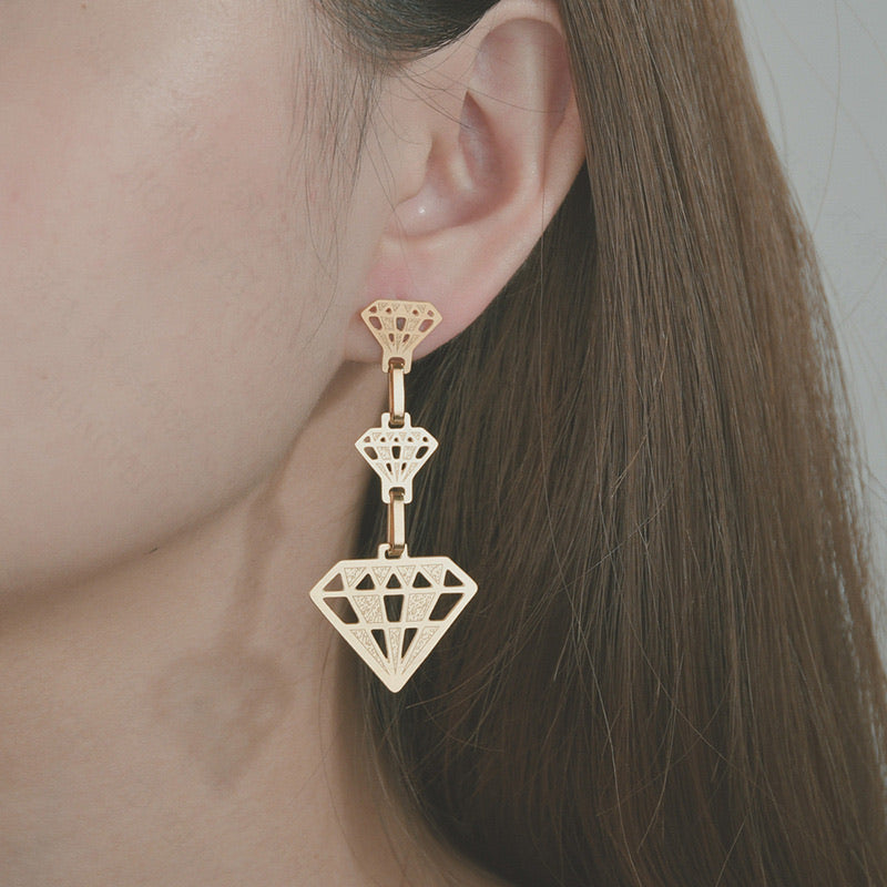 Triple Diamond  Earrings