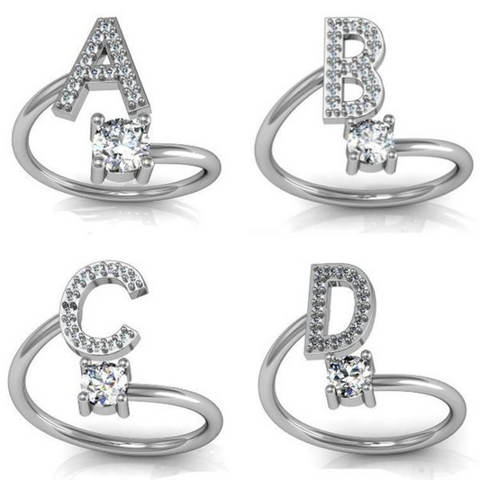 Bling Initial Ring